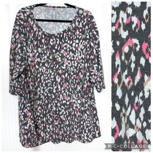 Dear Scarlett Leopard Print 3/4 Sleeve Top Size XL
